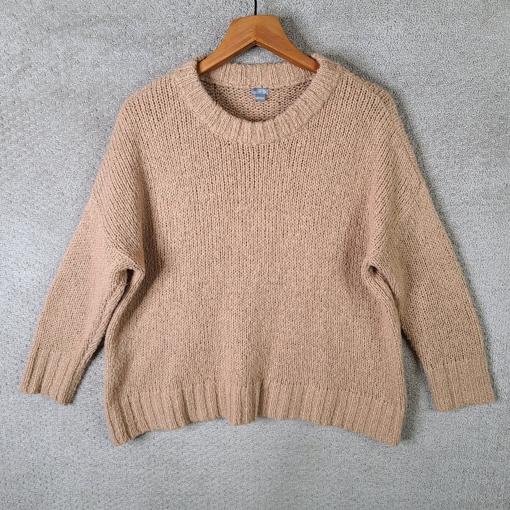 Aerie Sweater Womens‎ XXS Tan Knit Alpaca Wool Blend Oversized Pullover